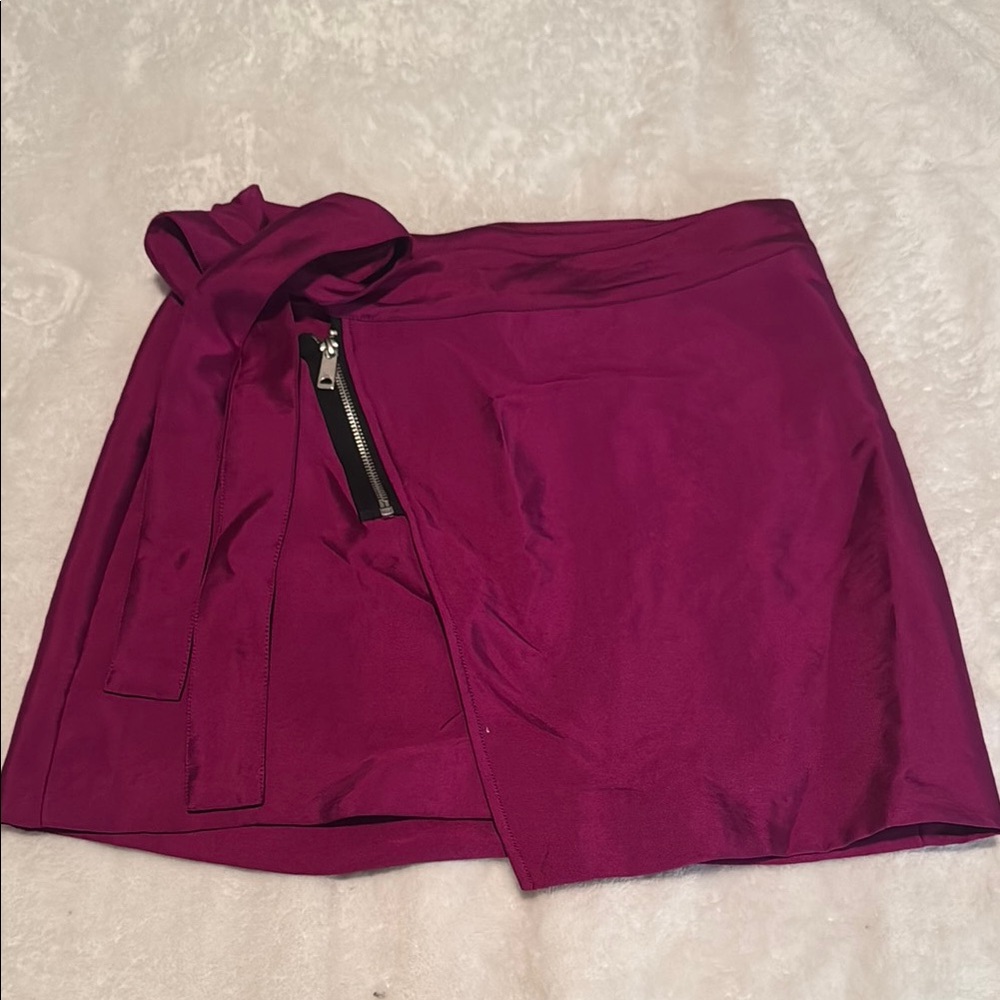 Scotch & Soda Pink Wrap Mini Skirt with Tie Front